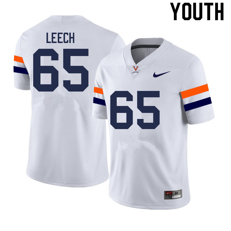 Youth #65 Jonathan Leech Virginia Cavaliers College Football Jerseys Sale-White